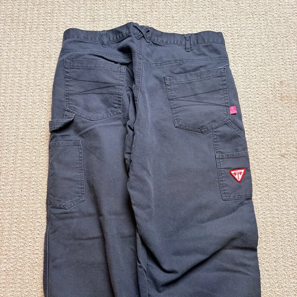 Tecmela FR‎ Flame Resistant Double Knee Work Pants Mens 36x32 Navy Blue Utility